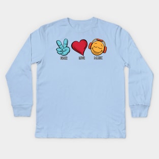 Peace Love Music Kids Long Sleeve T-Shirt